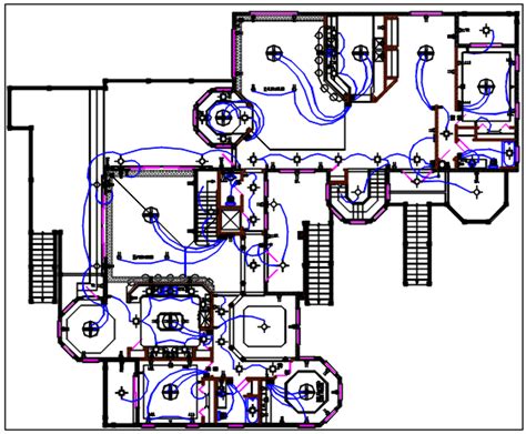 bungalow electric plan layout  design plan layout view detail dwg file cadbull