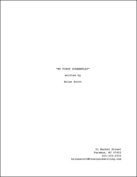format  title page   screenplay screenplay writing