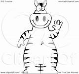 Zebra Waving Cartoon Clipart Outlined Thoman Cory Coloring Vector 2021 sketch template