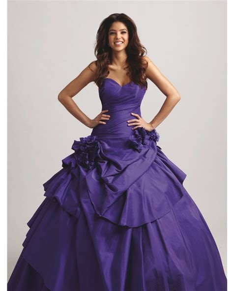 purple ball gown sweatheart strapless full length quinceanera dress
