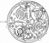 Gears Clocks Template Horlogerie Mechanism Uhrwerk Cogs Repeater Zentangle Graphique sketch template
