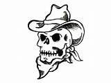 Skull Bandana Drawing Cowboy Tattoo Getdrawings Skulls sketch template