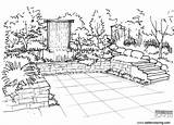 Garden Coloring Drawing Pages Inking Kids Printable sketch template