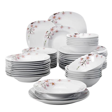 veweet annie  pieces ivory white porcelain dinnerware set kitchen