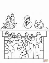 Chimenea Weihnachten Kerstmis Kolorowanka Calcetines Fireplace Ausmalbilder Obrazek sketch template