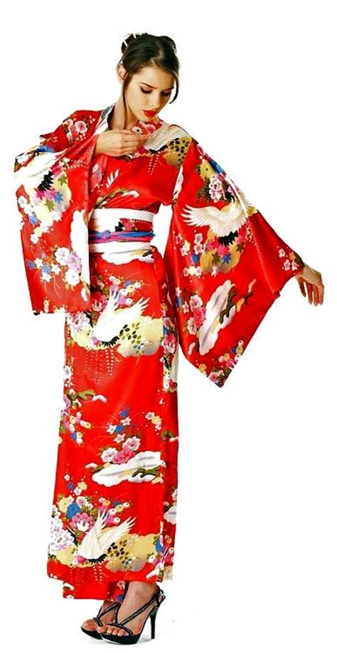 red geisha kimono long kimono kimono