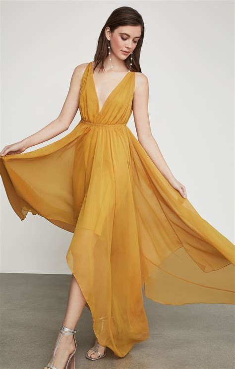 draped chiffon maxi dress bcbgcom yellow bridesmaid dresses chiffon maxi dress mustard