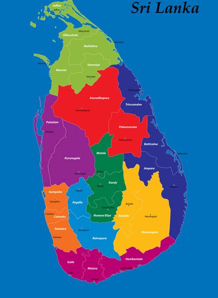 Sri Lanka District Map Vector