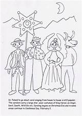 Coloring Pages Christmas Carolers Colouring Polish Carol Poland Printable Labels Attire Traditional sketch template
