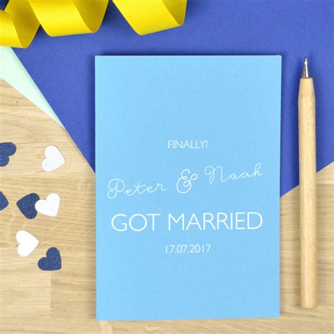 personalised gay wedding card finally married by pink