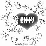 Cute Kitty Coloring Hello Printable Girls Sheets Strawberry Pages Printables Heart Teenage Kids Color Cherry Drawing Pretty sketch template