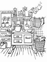 Coloring Kitchen Adult Pages Cozy Colouring Printable Books Template sketch template