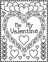 Coloring Valentine Pages Printable Print Size Valentines Card sketch template