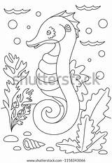 Seahorse Illustration sketch template