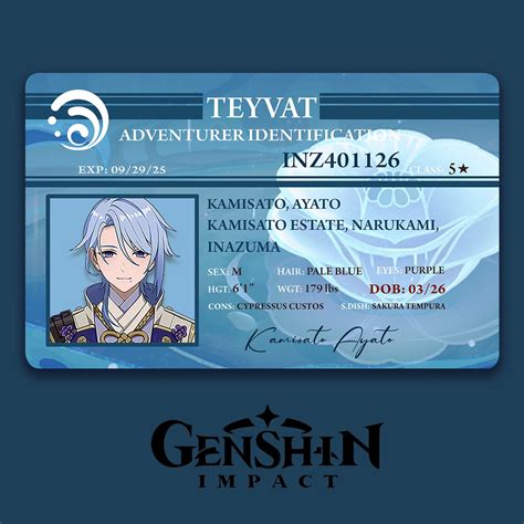genshin impact id card character s adventurer identification inazuma