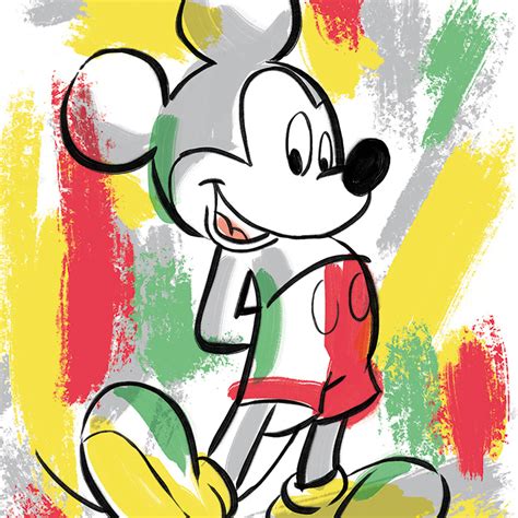 mickey mouse paint stripes canvas print  art group