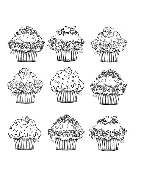 cute cupcakes cupcakes adult coloring pages