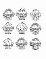 Coloring Cupcakes Cute Pages Cup Adults Cupcake Cake Cakes Color Six Printable Adult Easy Cream Delicious Sheets These Justcolor Fruits sketch template