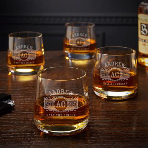 Set Of 4 Graduation T Engraved Rocks Glasses Whiskey Lover Ts