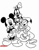 Mickey Coloring Mouse Goofy Donald Pages Friends Pluto Disneyclips Birthday sketch template