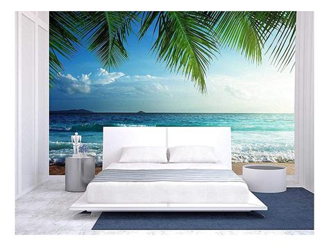 wall sunset  seychelles beach removable wall mural  adhesive large wallpaper