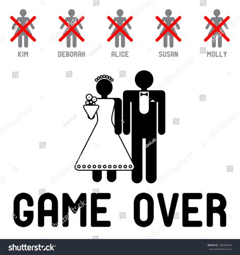 Funny Wedding Symbols Game Over Stock Vector 106580465
