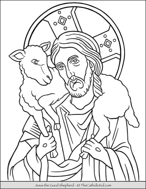 jesus  good shepherd coloring page thecatholickidcom