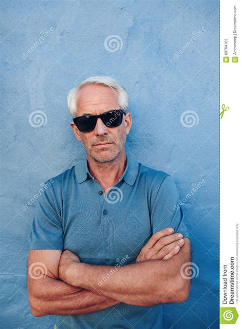 stylish mature man wearing sunglasses stock image image of casual