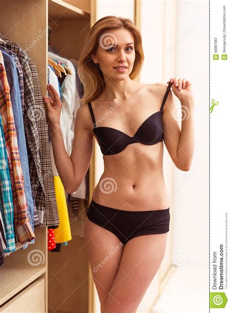 girl in a dressing room stock image image of attractive