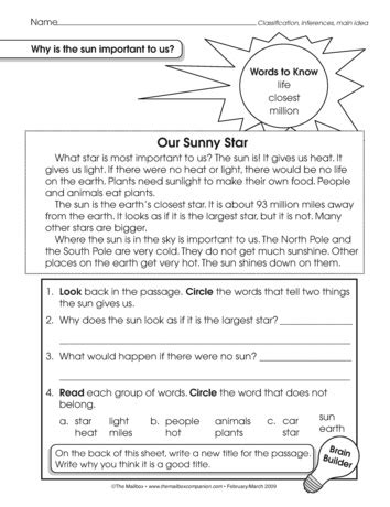 sun important   lesson plans  mailbox