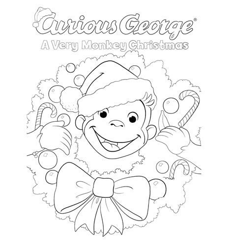 curious george printables curious george coloring pages christmas