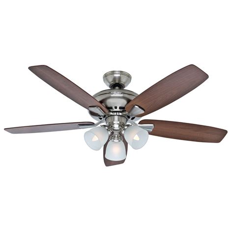 shop hunter winslow   brushed nickel downrod  close mount indoor residential ceiling fan