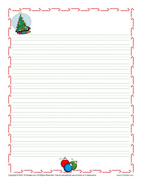 christmas lined writing paper template  kids templates