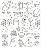Coloring Drawing Drawings Pages Cute Food Cakes Cake Dessert Doodle Print Bakery Cupcake Draw Sweet Kids Wayne Thiebaud Pastry Lessons sketch template