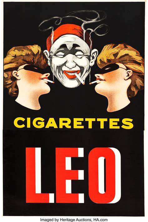 leo cigarettes french advertising poster  poster   lot  heritage auctions