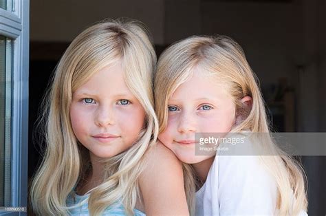 Uk Detail Photo Blond Twin Girls Portrait
