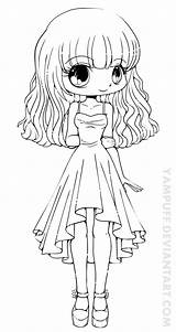 Chibi Coloring Pages Anime Cute Girl Girls Dolls Doll Print Lineart Colorear Paper Adults Little sketch template