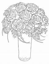 Coloring Pages Bouquet Wedding Rose Roses Popular sketch template
