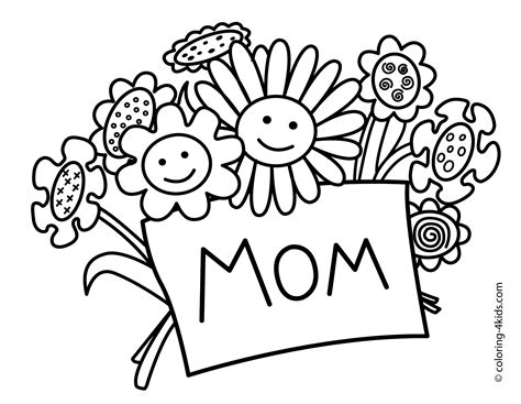 gambar mother day coloring pages kids printable  mom birthday