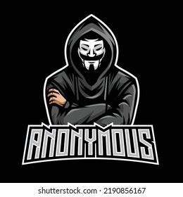 anonymous hacker mascot logo illustration stock vector royalty