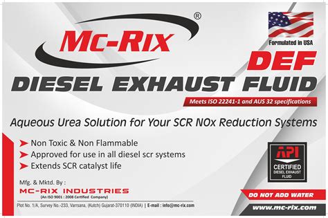 diesel exhaust fluid def  automotive rs  litre mc rix industries id