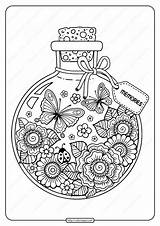 Colorare Coccinella Bottiglia Adulti Vetro Farfalle Memorie Mandala Memories sketch template