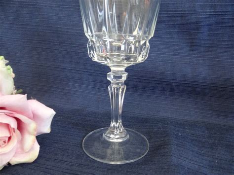 Crystal Wine Goblet With A Beautiful Cut Glass Base 6 Elegant
