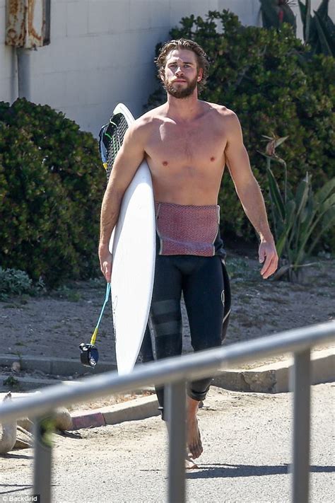 Liam Hemsworth Bares Chest For A Surf In Malibu Daily Mail Online