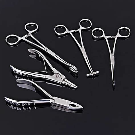 set  stainless steel body ear lip piercing tools forceps pliers