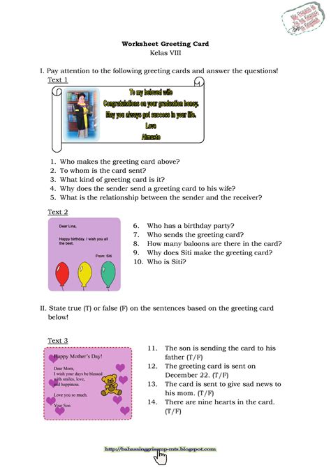 worksheet greeting card  pay attention   foll text     gre