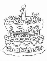 Cake Coloring Birthday Pages Kids Printable Colouring Cakes Para Geburtstagskuchen sketch template