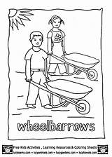Coloring Kids Pages Gardening Garden Tools Wheelbarrow Gif Popular Choose Board Coloringhome sketch template