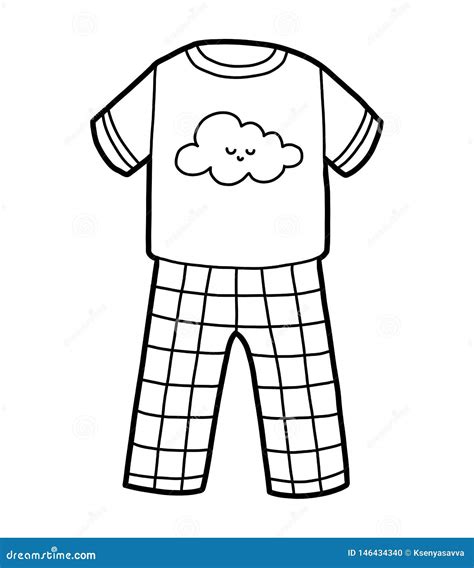 coloring book pyjamas  cute cloud stock vector illustration