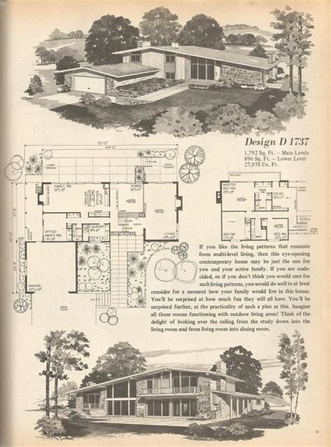 vintage house plans mid century homes  homes vintage house plans modern house plans